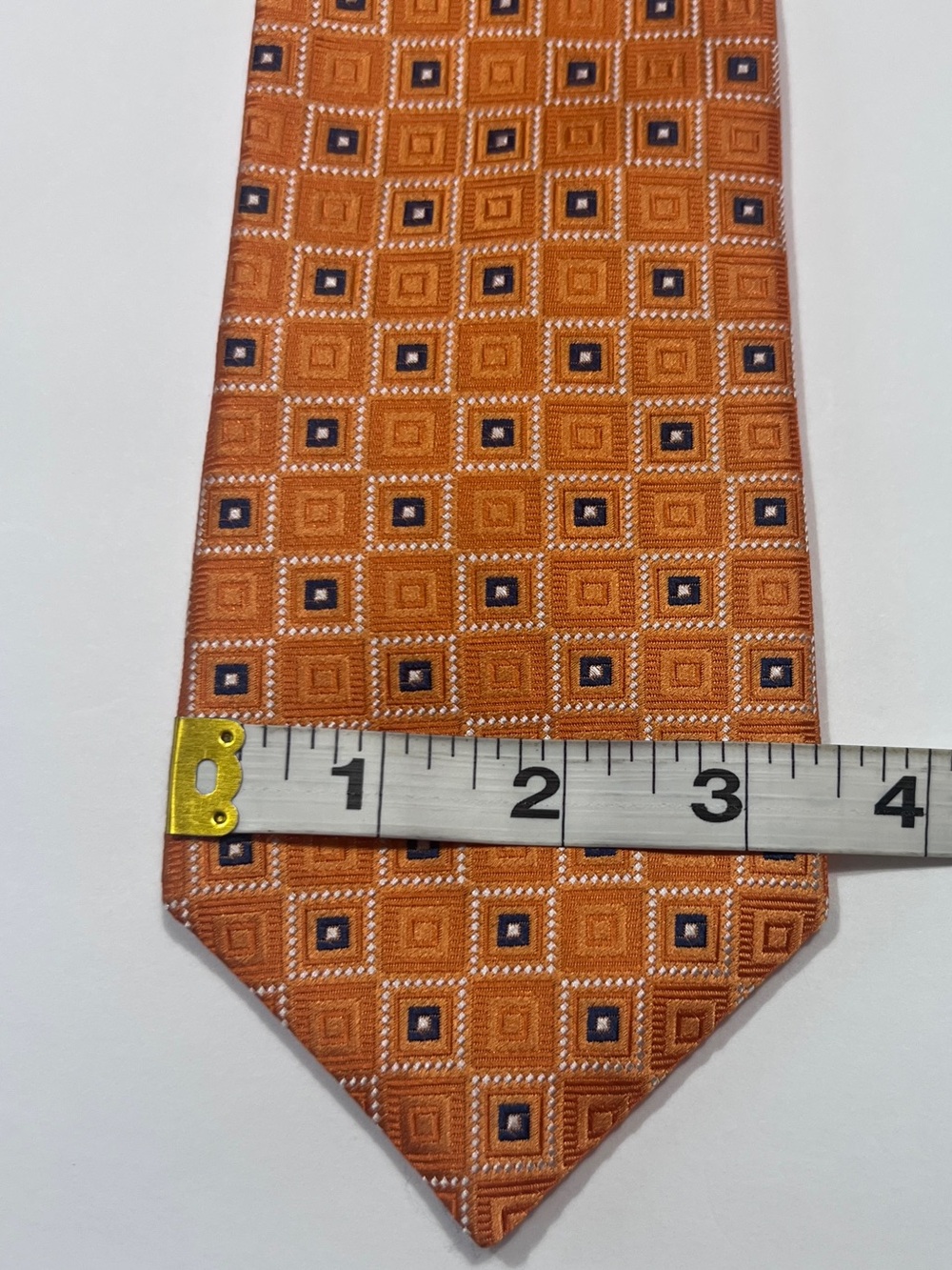 Daniel Cremieux Silk Tie Orange Geometric 59” - Picture 3 of 5